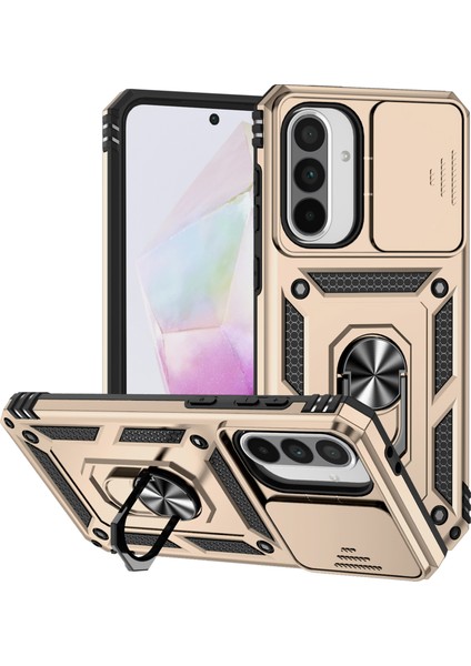 Samsung Galaxy A36 5G/A56 5g Kılıf Pc+Tpu Telefon Kılıfı Lens Korumalı Destekli-Altın (Yurt Dışından)