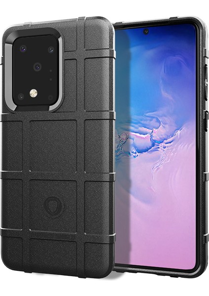 Samsung Galaxy S20 Ultra-Siyah Için Sağlam Kalkan Kare Doku Tpu Kılıf (Yurt Dışından)
