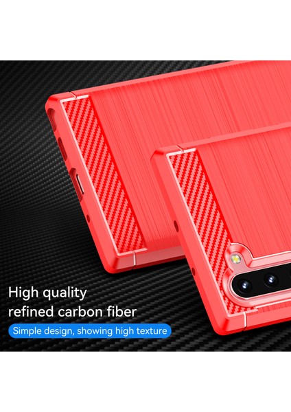 1.8mm Fırçalanmış Tasarım Karbon Fiber Doku Yumuşak Tpu Çizilmez Kapak Kılıfı Samsung Galaxy Note 10 4g/5g-Kırmızı (Yurt Dışından) fiyatları