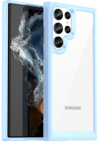 Samsung Galaxy S23 Ultra Çizilmez Telefon Kılıfı Tpu Tampon Akrilik Arka Darbeye Dayanıklı Kapak-Mavi (Yurt Dışından)
