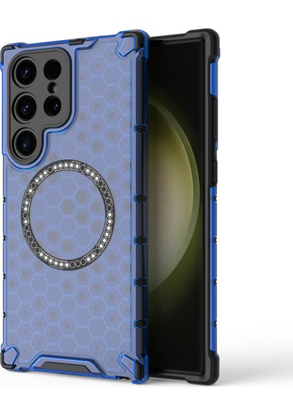 Samsung Galaxy S24 Ultra Kılıf Honeycomb Tpu+Pc Cep Telefonu Kılıfı Magsafe-Blue ile Uyumlu (Yurt Dışından)