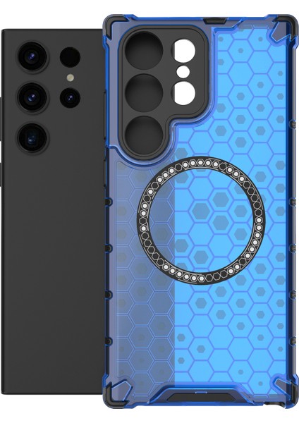 Samsung Galaxy S24 Ultra Kılıf Honeycomb Tpu+Pc Cep Telefonu Kılıfı Magsafe-Blue ile Uyumlu (Yurt Dışından) fiyatları