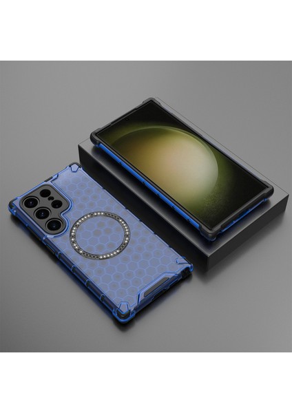 Samsung Galaxy S24 Ultra Kılıf Honeycomb Tpu+Pc Cep Telefonu Kılıfı Magsafe-Blue ile Uyumlu (Yurt Dışından) indirimleri