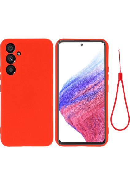 Samsung Galaxy A54 5g Çizilmez Sıvı Silikon Telefon Kılıfı Koruyucu Kılıf Askılı-Kırmızı (Yurt Dışından)