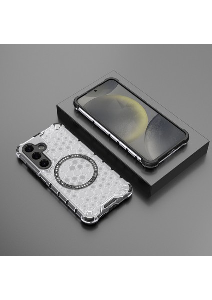 Samsung Galaxy S25 Kılıfı Magsafe Honeycomb Tasarım Tpu+Pc Telefon Kılıfı ile Uyumlu-Şeffaf (Yurt Dışından) indirimleri