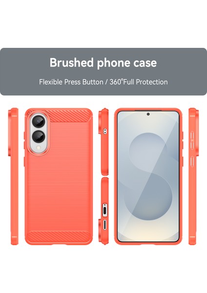 Samsung Galaxy S25 EDGE/S25 Slim Kılıf Koruyucu Telefon Kılıfı Karbon Fiber Doku Fırçalanmış-Kırmızı (Yurt Dışından) modelleri