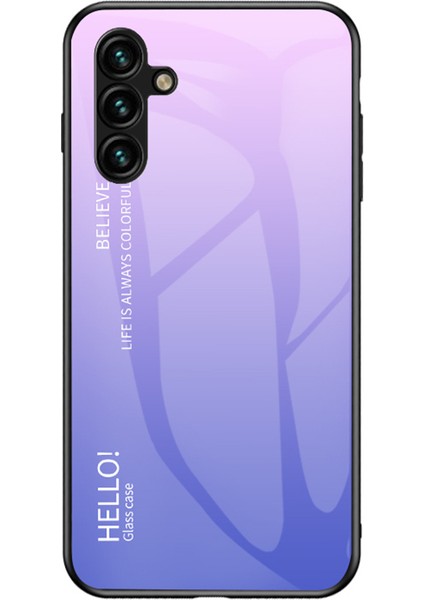 Samsung Galaxy A24 4g (162,1 x 77,6 x 8,3 Mm) Degrade Renkli Arka Ince Kılıf Pc + Tpu + Temperli Cam Telefon Kılıfı - Degrade Pembe Mor (Yurt Dışından)