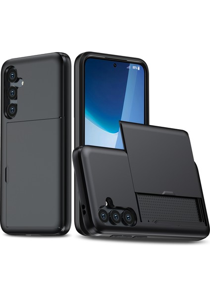 Samsung Galaxy A36 5g Kılıf Kart Tutucu Tpu+Pc Telefon Arka Kapağı-Siyah (Yurt Dışından)