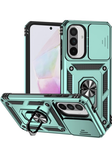 Samsung Galaxy A36 5G/A56 5g Kılıf Pc+Tpu Telefon Kılıfı Lens Korumalı Destekli-Siyahımsı Yeşil (Yurt Dışından)