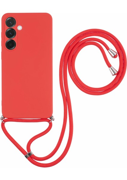 Samsung Galaxy A56 5g Kılıf Esnek Tpu Fiber Astar Darbeye Dayanıklı Çapraz Askılı Telefon Kılıfı-Kırmızı (Yurt Dışından)