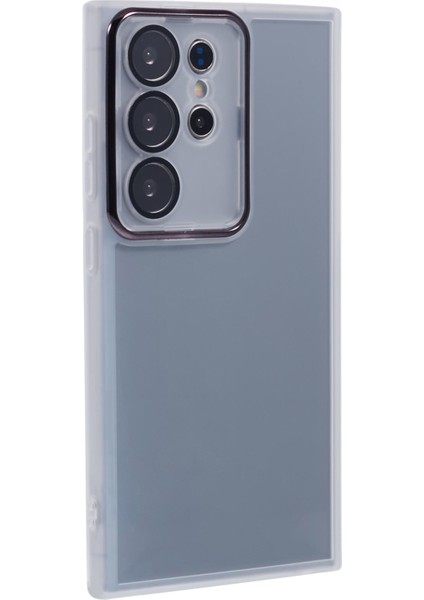 Dksm Serisi Samsung Galaxy S23 Ultra Kılıf Elektrokaplama Kamera Çerçevesi Tpu Telefon Kılıfı-Şeffaf Beyaz (Yurt Dışından)