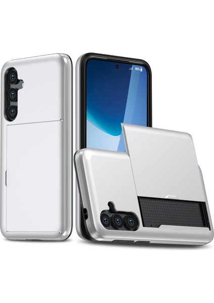 Samsung Galaxy A36 5g Kılıf Kart Tutucu Tpu+Pc Telefon Arka Kapağı-Beyaz (Yurt Dışından)