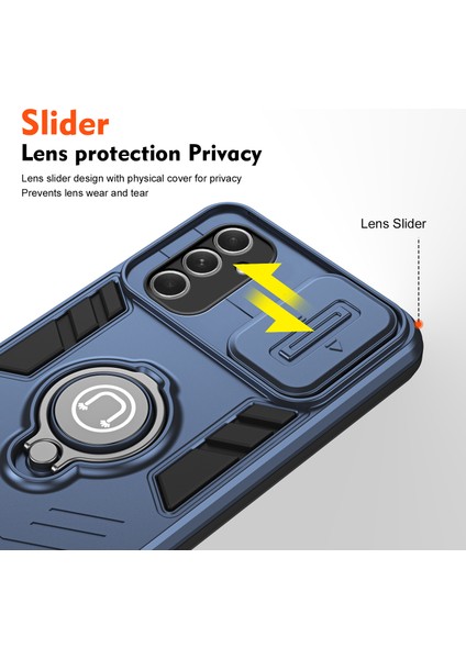Samsung Galaxy A54 5g Kılıf Slayt Lens Kapağı Kickstand Telefon Koruyucu-Mavi (Yurt Dışından) modelleri