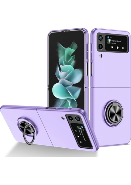 Samsung Galaxy Z Flip4 5g Ayarlanabilir Kickstand Düşmeye Karşı Katlanır Pc Telefon Kılıfı Araç Montajı Metal Levha-Mor (Yurt Dışından)