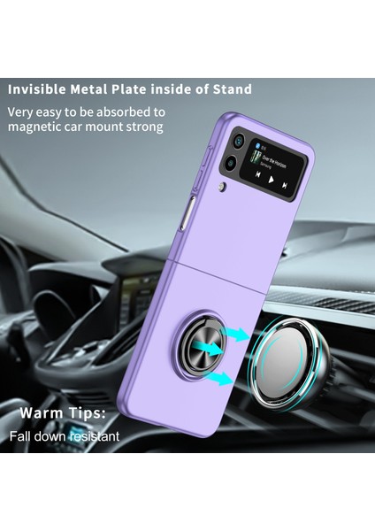 Samsung Galaxy Z Flip4 5g Ayarlanabilir Kickstand Düşmeye Karşı Katlanır Pc Telefon Kılıfı Araç Montajı Metal Levha-Mor (Yurt Dışından) modelleri
