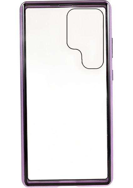 Samsung Galaxy S23 Ultra Metal Çerçeve Çift Taraflı Temperli Cam Telefon Kılıfı-Mor (Yurt Dışından) fiyatları