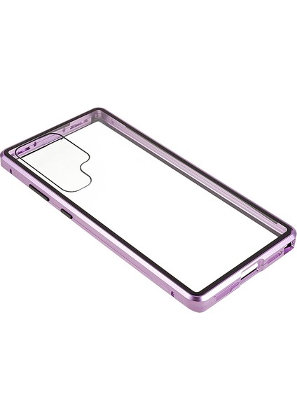 Samsung Galaxy S23 Ultra Metal Çerçeve Çift Taraflı Temperli Cam Telefon Kılıfı-Mor (Yurt Dışından) fırsatları