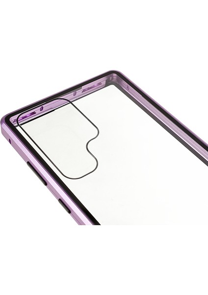 Samsung Galaxy S23 Ultra Metal Çerçeve Çift Taraflı Temperli Cam Telefon Kılıfı-Mor (Yurt Dışından) indirimleri
