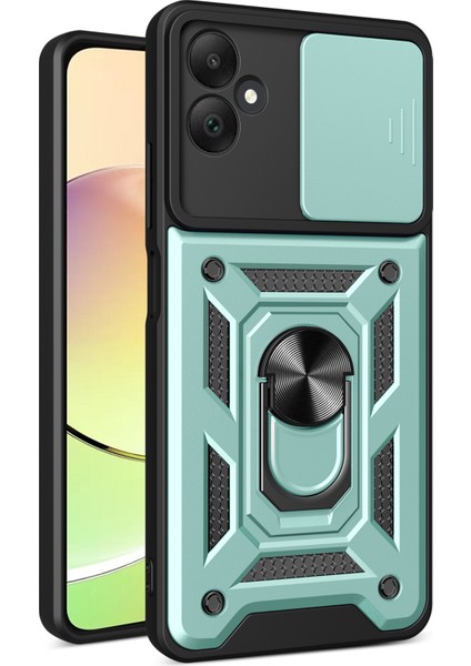Samsung Galaxy A05 4g Cep Telefonu Kılıfı Kickstand Kapağı Kayar Lens Penceresi-Yeşil (Yurt Dışından)