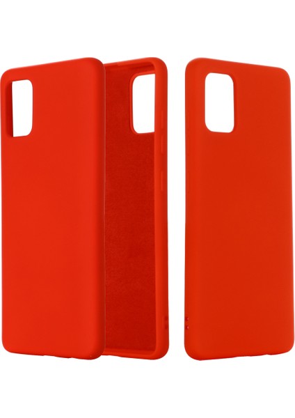 Samsung Galaxy A71 Için Sıvı Silikon Koruyucu Kılıf Düz Renk Tasarım Telefon Aksesuarı-Kırmızı (Yurt Dışından)