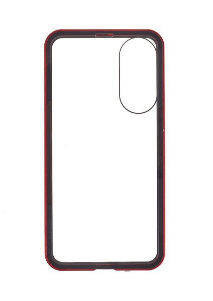 Samsung Galaxy S25 Edge Kılıfı Çift Taraflı Temperli Cam Manyetik Şeffaf Telefon Kılıfı-Kırmızı (Yurt Dışından) modelleri