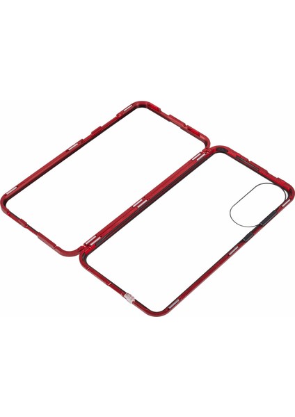 Samsung Galaxy S25 Edge Kılıfı Çift Taraflı Temperli Cam Manyetik Şeffaf Telefon Kılıfı-Kırmızı (Yurt Dışından) fırsatları