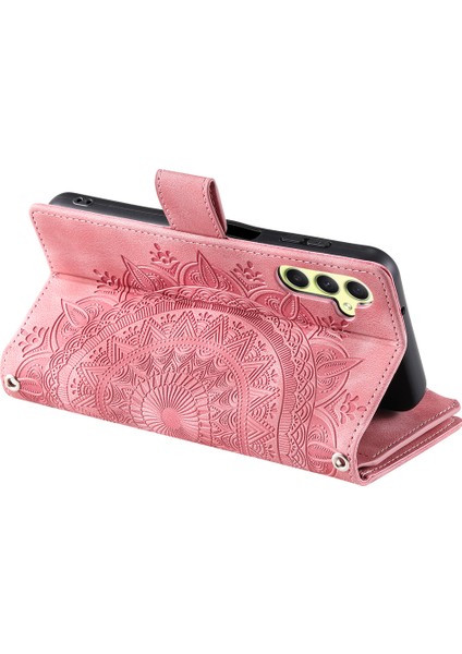 Samsung Galaxy A55 5g Telefon Kılıfı Mandala Desenli Deri Kılıf Kayışlı-Rose Gold (Yurt Dışından) modelleri