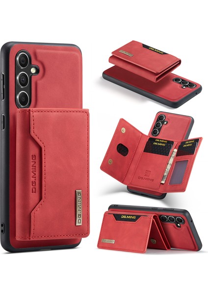 Dg.mıng M2 Serisi Samsung Galaxy A35 5g Kickstand Kılıf Çıkarılabilir Manyetik Cüzdan Telefon Kılıfı-Kırmızı (Yurt Dışından)