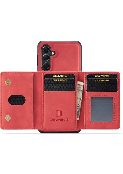 Dg.mıng M2 Serisi Samsung Galaxy A35 5g Kickstand Kılıf Çıkarılabilir Manyetik Cüzdan Telefon Kılıfı-Kırmızı (Yurt Dışından) modelleri