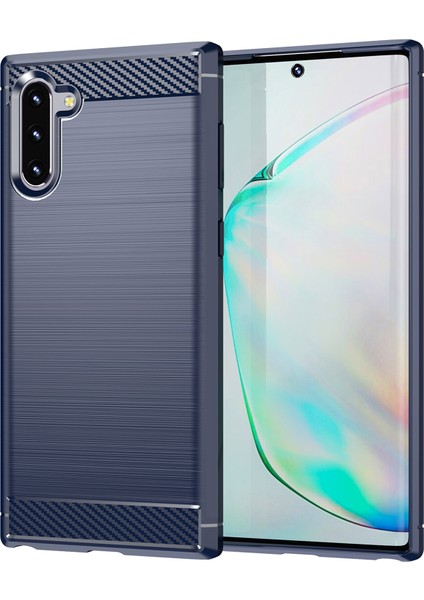1.8mm Fırçalanmış Tasarım Karbon Fiber Doku Yumuşak Tpu Çizilmez Kapak Kılıfı Samsung Galaxy Note 10 4g/5g-Mavi (Yurt Dışından)
