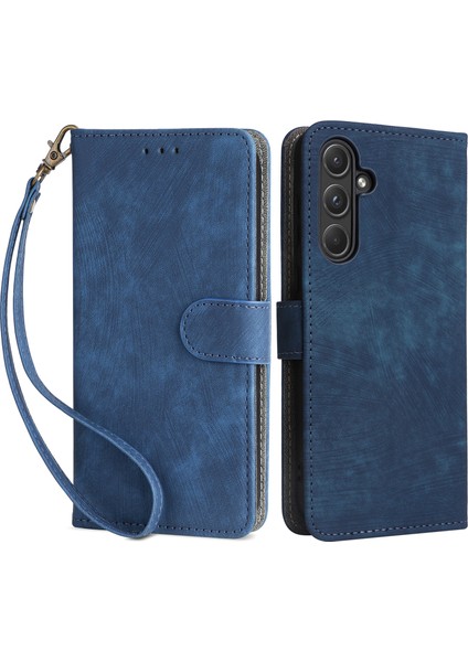 Samsung Galaxy A55 5g Stand Kılıf Darbeye Dayanıklı Kabuk Rfıd Engelleme Telefon Kılıfı Cüzdan-Mavi (Yurt Dışından)