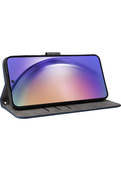 Samsung Galaxy A55 5g Stand Kılıf Darbeye Dayanıklı Kabuk Rfıd Engelleme Telefon Kılıfı Cüzdan-Mavi (Yurt Dışından) modelleri