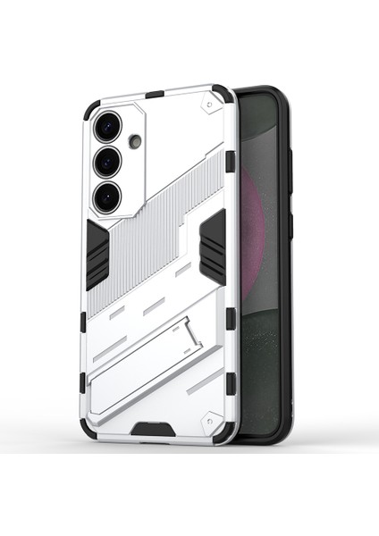 Samsung Galaxy S25 Kılıf Pc+Tpu Darbeye Dayanıklı Telefon Kılıfı Kickstand Ile-Beyaz (Yurt Dışından)