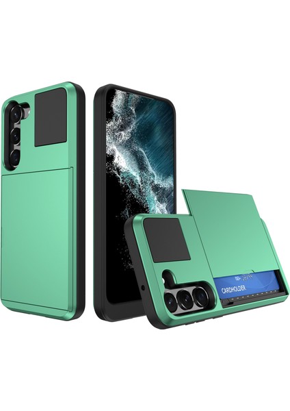 Samsung Galaxy S23 Için Cep Telefonu Kılıfı, Kayar Kart Tutucu Pc + Tpu Düşmeye Lı Kapak - Nane Yeşili (Yurt Dışından)