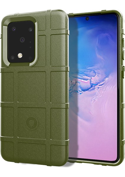 Samsung Galaxy S20 Ultra-Ordu Yeşili Için Sağlam Kalkan Kare Doku Tpu Kılıf (Yurt Dışından)