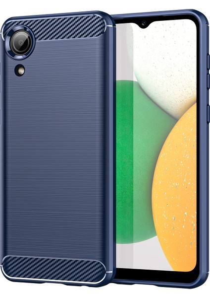 Samsung Galaxy A03 Core Için 1.8mm Tpu Kılıf, Fırçalanmış Yüzey Karbon Fiber Doku Parmak Izi Önleyici Arka Kapak-Mavi (Yurt Dışından)