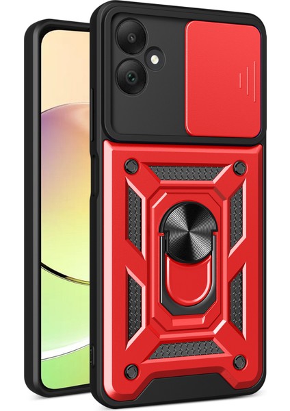 Samsung Galaxy A05 4g Cep Telefonu Kılıfı Kickstand Kapağı Kayar Lens Pencereli-Kırmızı (Yurt Dışından)