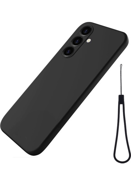Samsung Galaxy S23 Fe Için Darbeye Dayanıklı Kılıf, Yumuşak Astarlı Telefon Kılıfı Sıvı Silikon Kabuk Kayışlı-Siyah (Yurt Dışından)