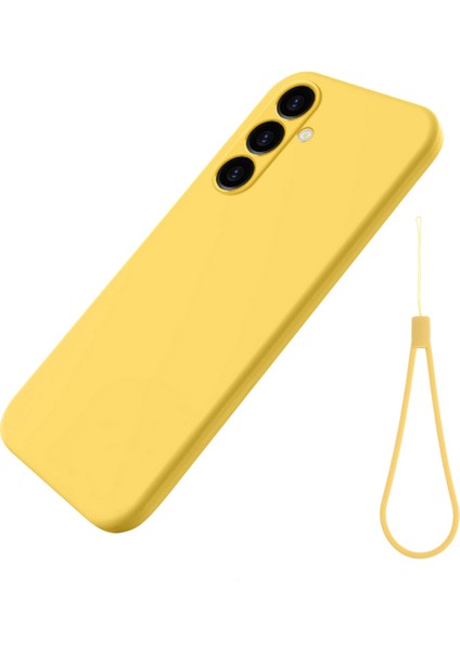 Samsung Galaxy S23 Fe Için Darbeye Dayanıklı Kılıf, Yumuşak Astarlı Telefon Kılıfı Sıvı Silikon Kabuk Kayışlı-Sarı (Yurt Dışından)