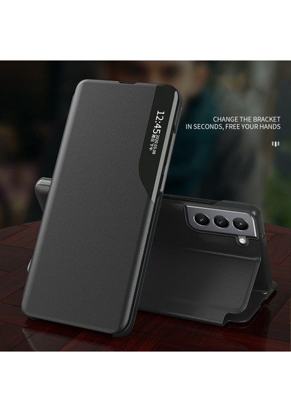 Akıllı Görünüm Pencere Standı Tasarım Pu Deri Iyi Korunan Düşmeye Dayanıklı Folio Flip Kılıf Samsung Galaxy S22 5g-Mor (Yurt Dışından) fırsatları