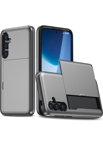Samsung Galaxy A36 5g Kılıf Kart Tutucu Tpu+Pc Telefon Arka Kapağı-Gri (Yurt Dışından)