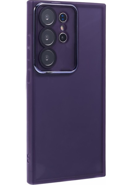 Dksm Serisi Samsung Galaxy S23 Ultra Kılıf Elektrokaplama Kamera Çerçevesi Tpu Telefon Kılıfı-Şeffaf Mor (Yurt Dışından)
