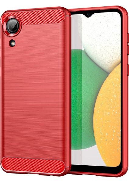 Samsung Galaxy A03 Core Için 1.8mm Tpu Kılıf, Fırçalanmış Yüzey Karbon Fiber Doku Parmak Izi Önleyici Arka Kapak-Kırmızı (Yurt Dışından)