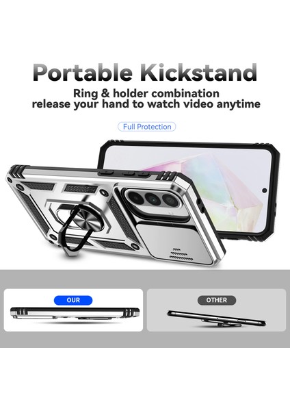 Samsung Galaxy A36 5G/A56 5g Kılıf Pc+Tpu Telefon Kılıfı Lens Korumalı Destekli-Gümüş (Yurt Dışından) fırsatları