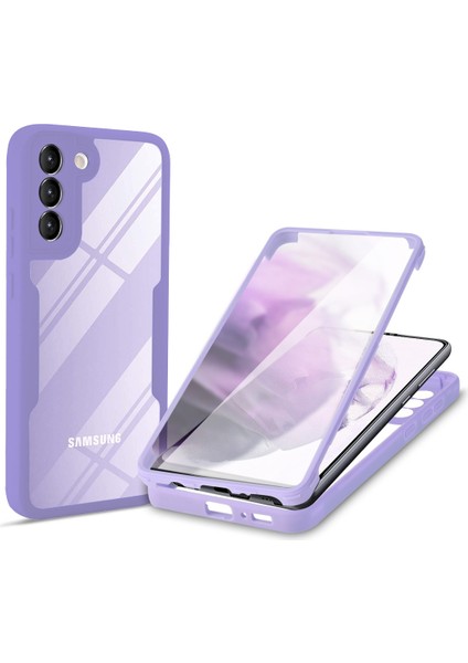 Pet Ekran Koruyucu + Akrilik + Tpu Tam Kaplama Hibrit Telefon Kılıfı Samsung Galaxy S22 5g-Mor (Yurt Dışından)