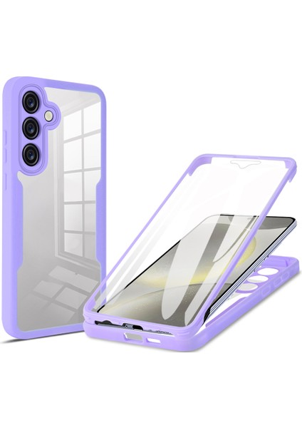 Samsung Galaxy S24 Fe Kılıf Akrilik+Tpu Şeffaf Telefon Kılıfı Pet Ekran Filmi-Mor (Yurt Dışından)