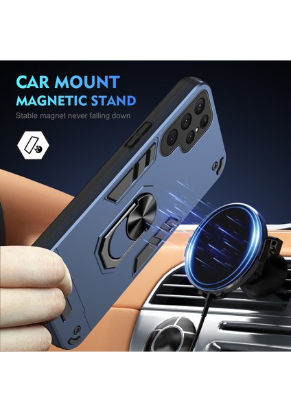 Samsung Galaxy S25 Ultra Kılıf Pc+Tpu Drop Defend Telefon Kılıfı Halkalı Ayaklık-Mavi (Yurt Dışından) modelleri