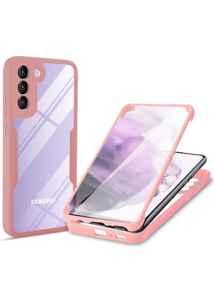 Pet Ekran Koruyucu + Akrilik + Tpu Tam Kaplama Hibrit Telefon Kılıfı Samsung Galaxy S22 5g-Pembe (Yurt Dışından)