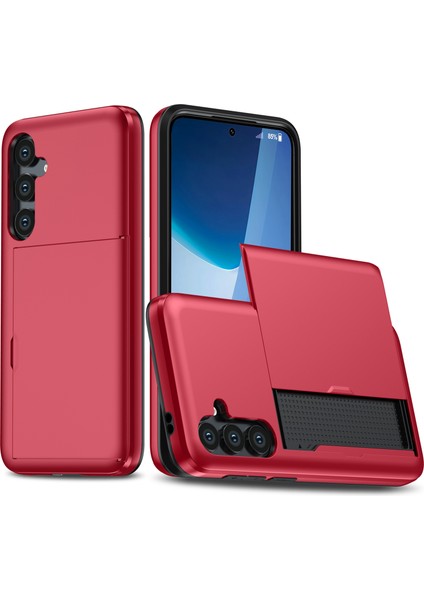 Samsung Galaxy A36 5g Kılıf Kart Tutucu Tpu+Pc Telefon Arka Kapağı-Kırmızı (Yurt Dışından)