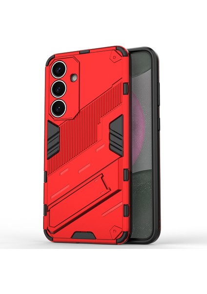 Samsung Galaxy S25 Kılıf Pc+Tpu Darbeye Dayanıklı Telefon Kılıfı Kickstand Ile-Kırmızı (Yurt Dışından)